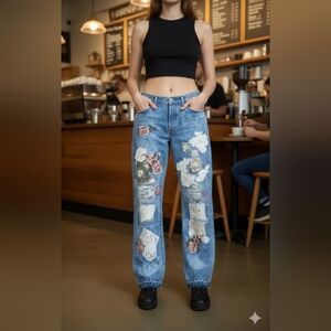 One-of-a-Kind Upcycled Patchwork 501 90s Levi By ThreadsReclaimed